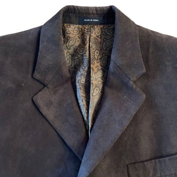 Ralph Lauren Brown Blazer Micro Corduroy Paisley Lined Sport Coat - Picture 3 of 8